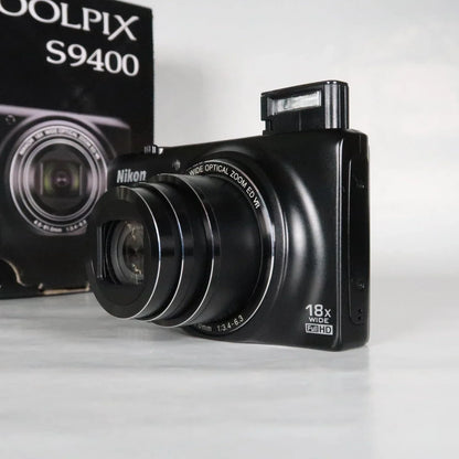 NIKON Coolpix S9400 Digital Camera Black 18.1 MP 18x, Case, SD Card, Boxed