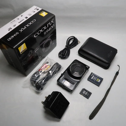 NIKON Coolpix S9400 Digital Camera Black 18.1 MP 18x, Case, SD Card, Boxed