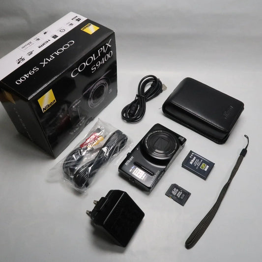 NIKON Coolpix S9400 Digital Camera Black 18.1 MP 18x, Case, SD Card, Boxed