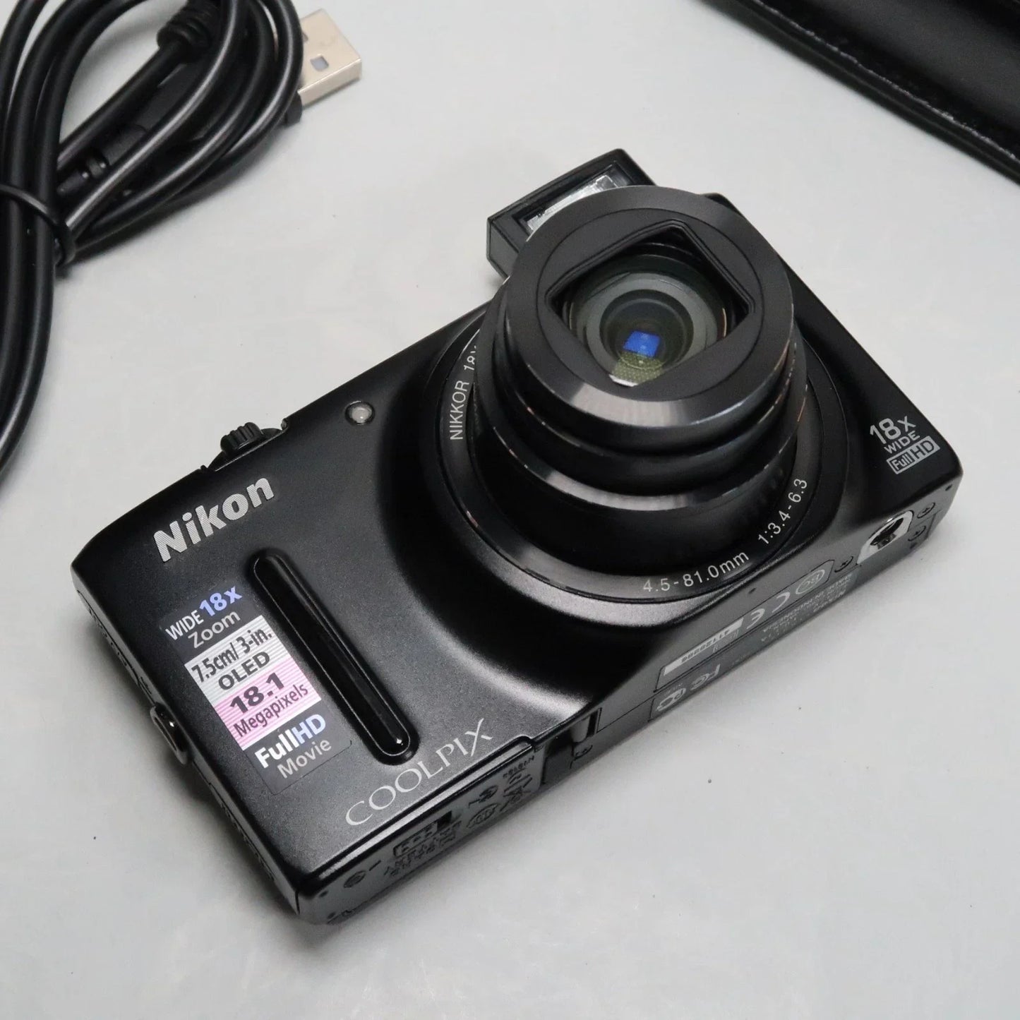 NIKON Coolpix S9400 Digital Camera Black 18.1 MP 18x, Case, SD Card, Boxed